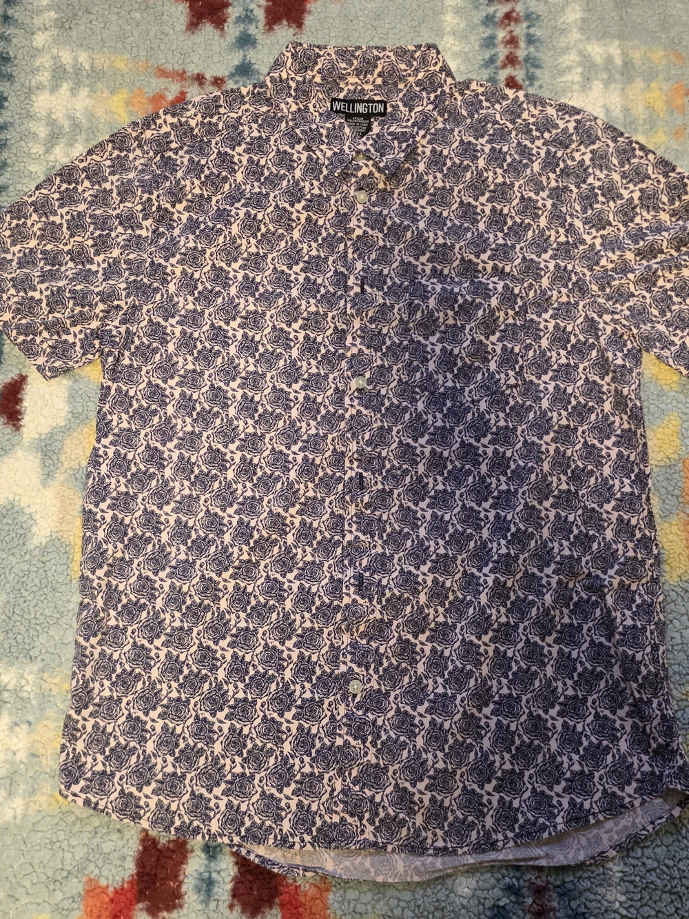 Wellington Pink Rose Short-Sleeve Button-Up Shirt